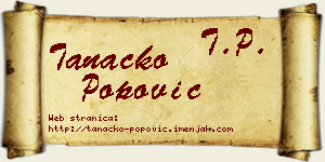 Tanacko Popović vizit kartica